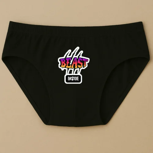 Foxyz Beast Inside Printed Black Underwear