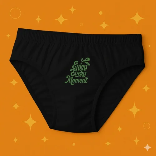 Foxyz Enjoy Every Moment Printed Black Underwear