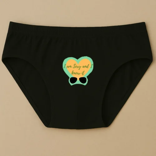 Foxyz I Am Sexy Printed Black Underwear