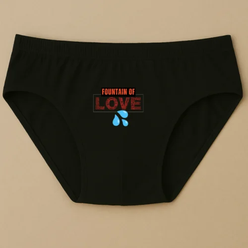 Foxyz black printed underware with fountain of love print on it
