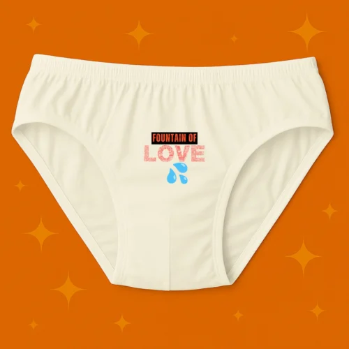 Foxyz white printed underware with fountain of love print on it