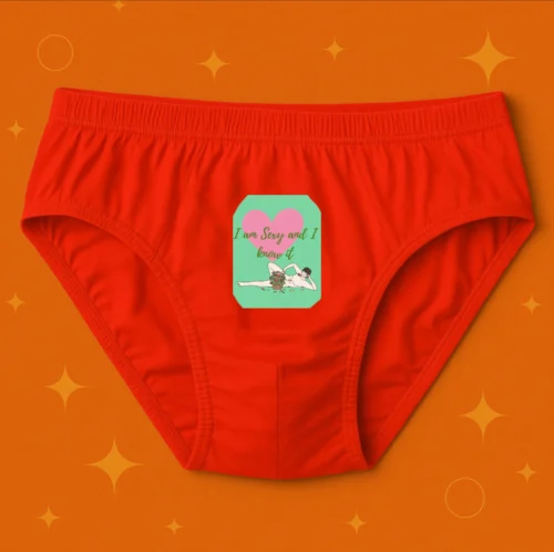 Foxyz I Am Sexy And I Know It Printed Red Underwear