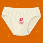 Foxyz white printed underware with kiss me baby print on it
