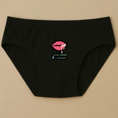Foxyz Lip Gloss Available Printed Black Underwear