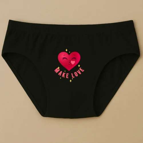 Foxyz Make Love Printed Black Underwear
