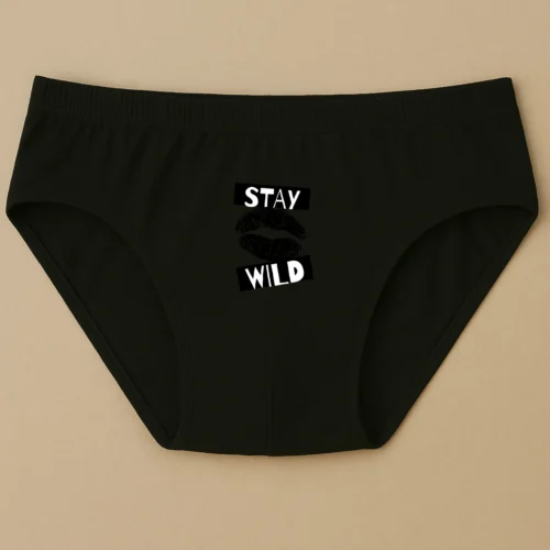 Foxyz Stay Wild Printed Black Underwear