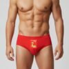 Model Wearing Foxyz Long Time No See Printed Red Underwear