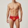Model Wearing Foxyz Superhero Printed Red Underwear