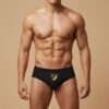 Model Wearing Foxyz Bigger Than Yours Printed Black Underwear