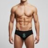 Model Wearing Foxyz Cocktus Printed Black Underwear