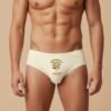 Model wearing Foxyz white printed underware with Legendry Dragon Wake Me Up print on it