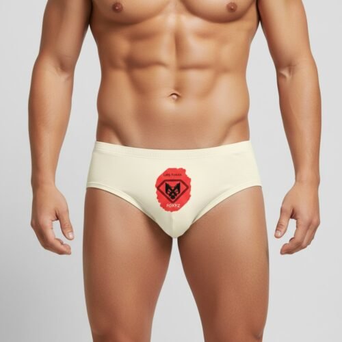 Model Wearing Foxyz Lets Foxxx Printed White Underwear
