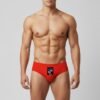 Model wearing Foxyz Lets Play Kinky Printed Red Underwear