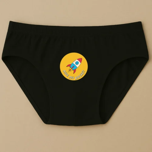 Foxyz Ride My Rocket Printed Black Underwear